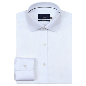 Men's Plain White Satin Dress Shirt - Brian Oak - 1