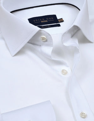 Men's Plain White Satin Dress Shirt - Brian Oak - 2