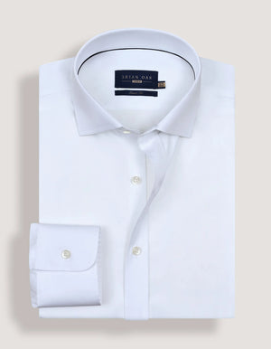 Men's Plain White Satin Dress Shirt - Brian Oak - 3