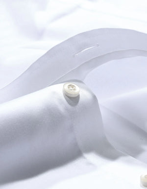 Men's Plain White Satin Dress Shirt - Brian Oak - 5
