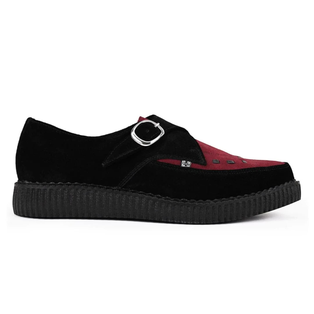 Buty męskie czarne zamszowe szpiczaste monki na platformie - TUK - 1