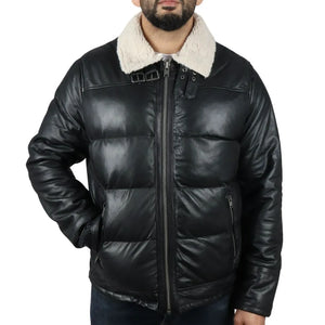 Gepolsterte gesteppte Flieger-Bomberjacke für Herren - Schwarz - Infinity Leather - 3