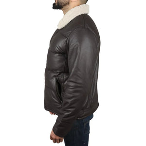 Gepolsterte gesteppte Flieger-Bomberjacke für Herren - Braun - Infinity Leather - 12