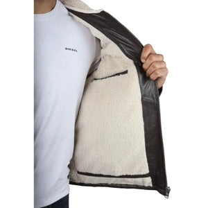 Gepolsterte gesteppte Flieger-Bomberjacke für Herren - Braun - Infinity Leather - 14