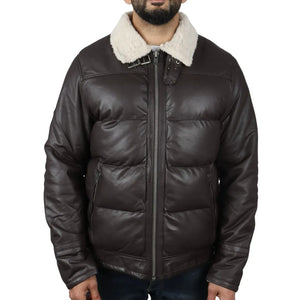 Gepolsterte gesteppte Flieger-Bomberjacke für Herren - Braun - Infinity Leather - 8