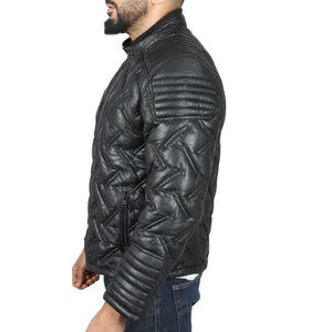 Gesteppte gepolsterte Biker-Echtlederjacke für Herren - Infinity Leather - 5