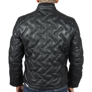 Gesteppte gepolsterte Biker-Echtlederjacke für Herren - Infinity Leather - 8