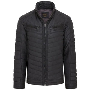 Chaqueta de Piel Napa Suave Acolchada para Hombre - Negro - Infinity Leather - 9