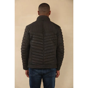 Chaqueta de Piel Napa Suave Acolchada para Hombre - Marrón - Infinity Leather - 7