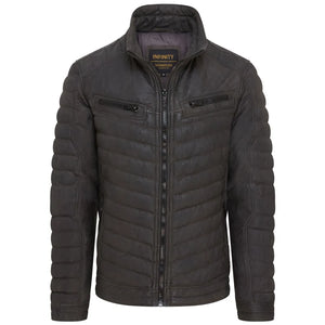 Chaqueta de Piel Napa Suave Acolchada para Hombre - Oliva - Infinity Leather - 16