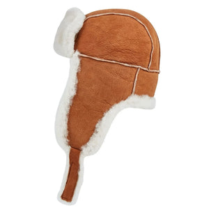 Czapka nawigatora męska RAF B-55 z zamszu i owczej skóry - Jasnobrązowy - Infinity Leather - 12