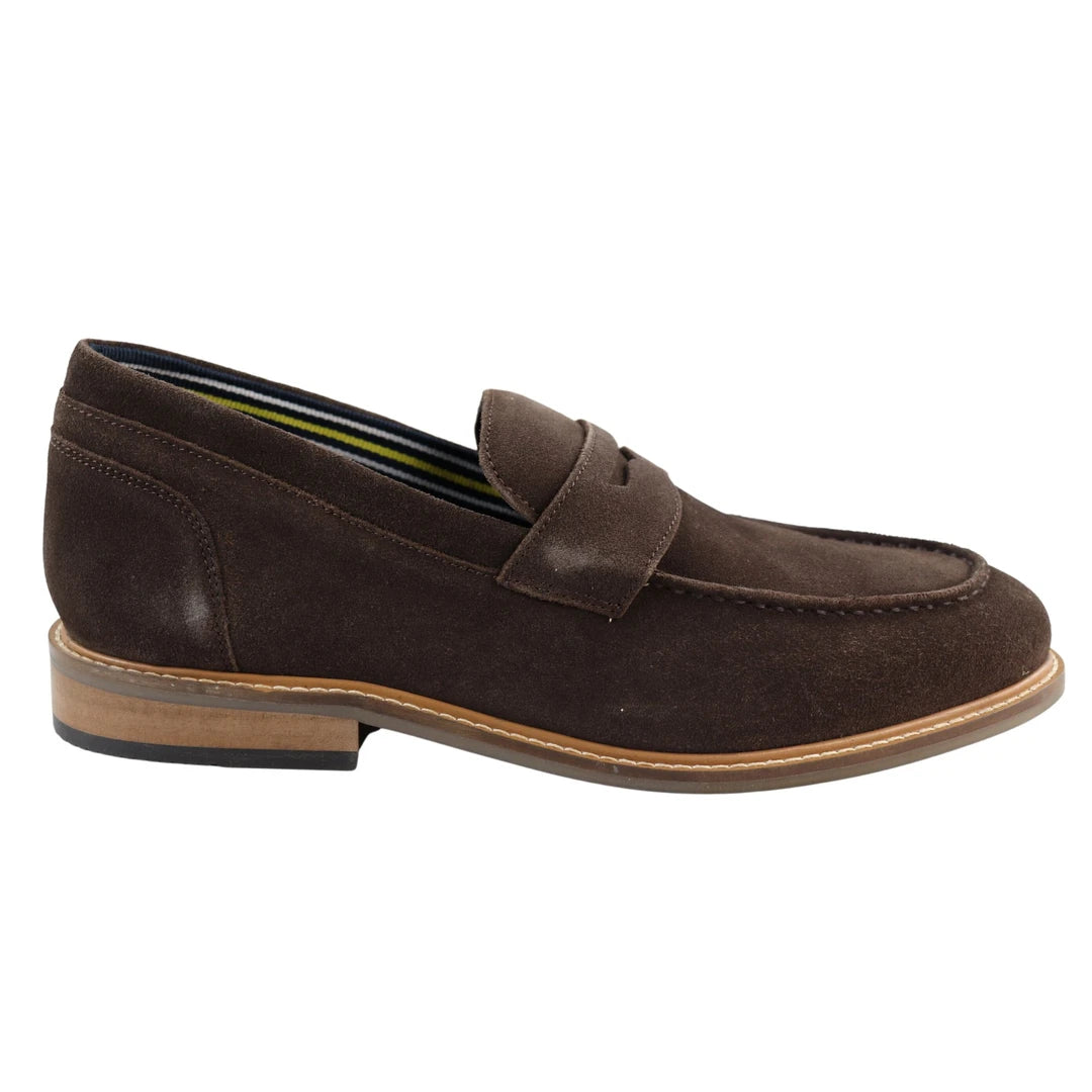 Mens Real Full Suede Slip On Loafers Boat Shoes Smart Casual Classic Comfort Fit - Brown - House of Cavani - 1