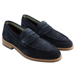 Mens Real Full Suede Slip On Loafers Boat Shoes Smart Casual Classic Comfort Fit - Navy - House of Cavani - 12