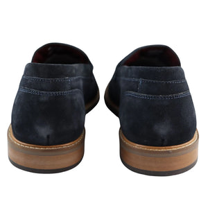 Mens Real Full Suede Slip On Loafers Boat Shoes Smart Casual Classic Comfort Fit - Navy - House of Cavani - 14