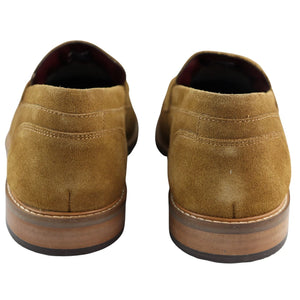 Mens Real Full Suede Slip On Loafers Boat Shoes Smart Casual Classic Comfort Fit - Tan - House of Cavani - 9
