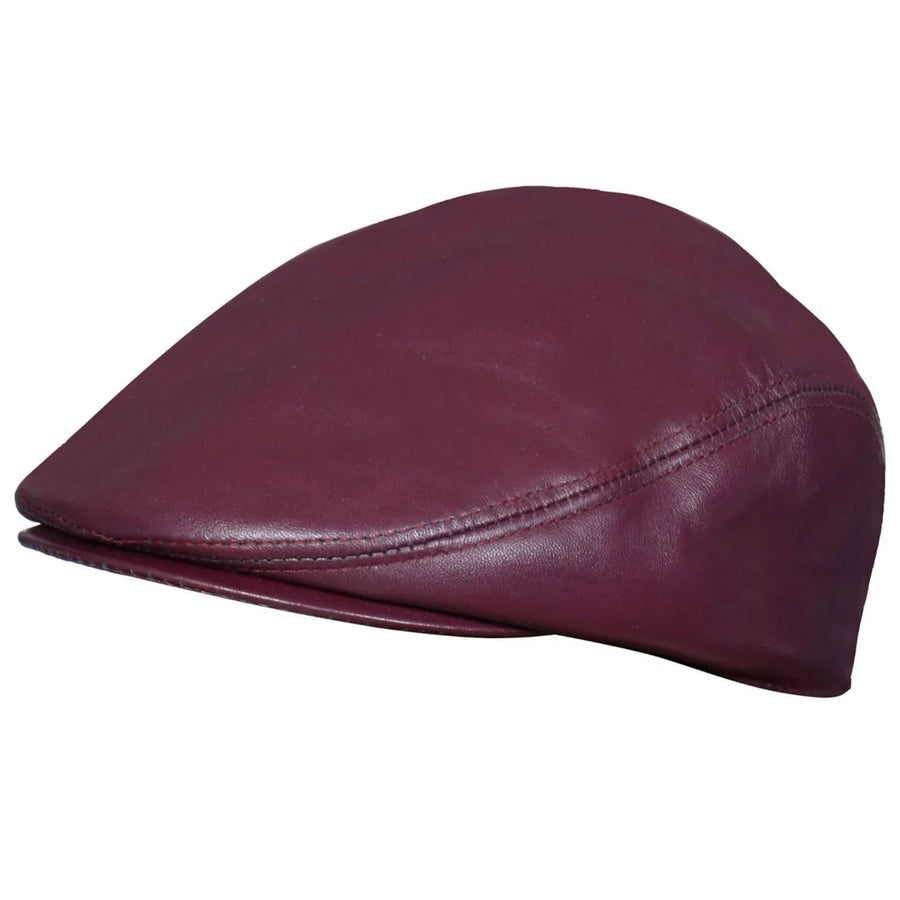 Herren Echtleder Ivy Newsboy Schirmmütze mit Spitze - Burgund - Infinity Leather - 1