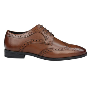 Męskie skórzane eleganckie buty wiązane brogsy czarne brązowe klasyczne Gatsby wieczorowe - Jasnobrązowy - Frank Wright - 7