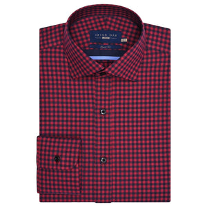 Men's Red And Navy Checkered Formal Shirt - Brian Oak - 1
