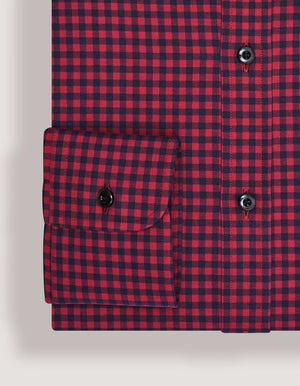 Men's Red And Navy Checkered Formal Shirt - Brian Oak - 6