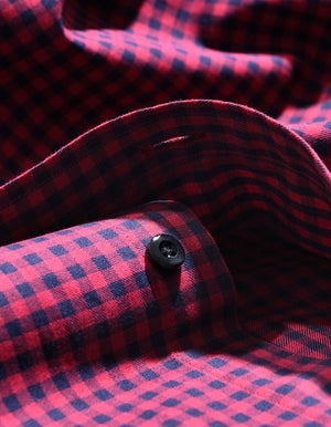 Men's Red And Navy Checkered Formal Shirt - Brian Oak - 7