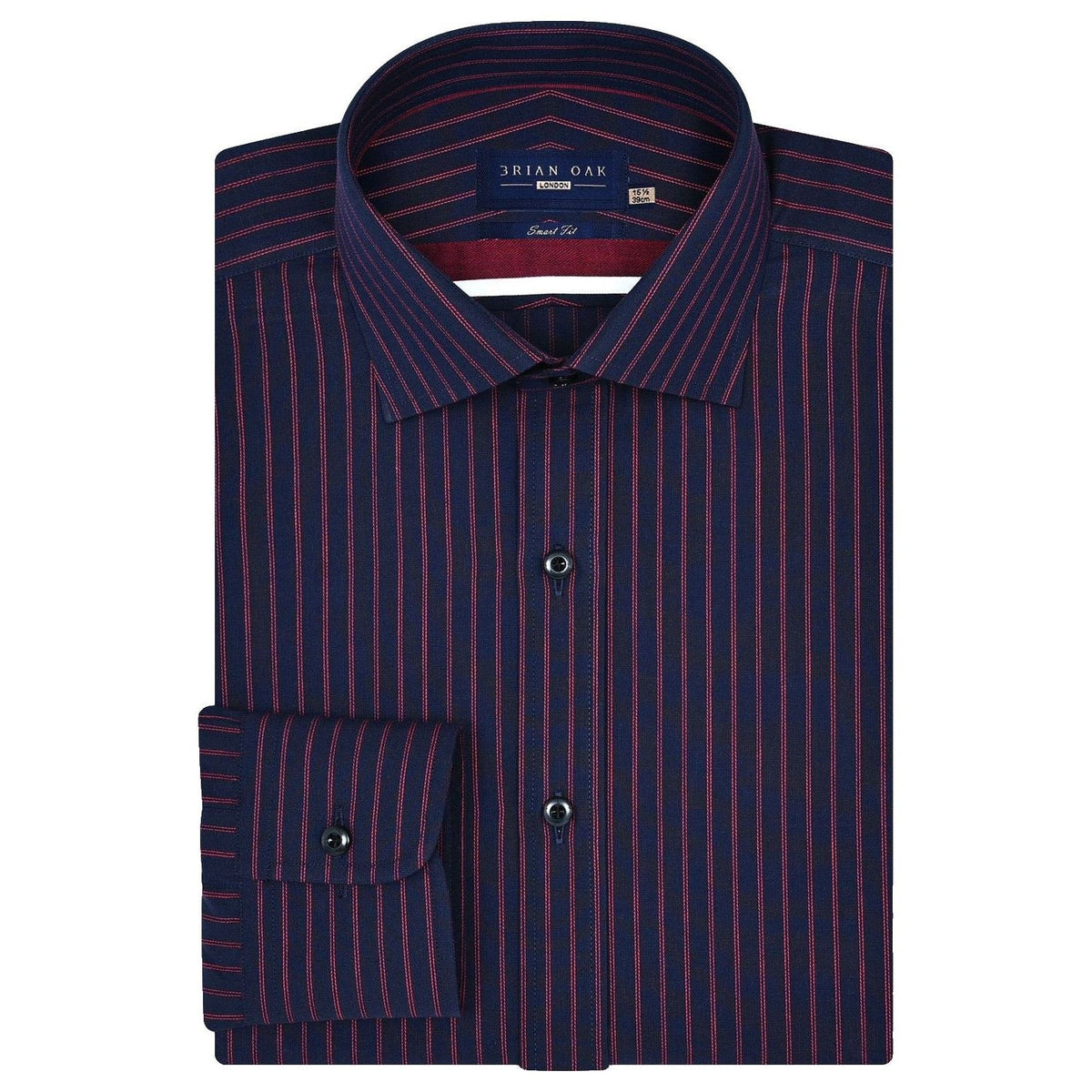 Herren Hemd Rot gestreift Marineblau - Brian Oak - 1