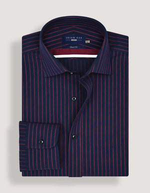 Herren Hemd Rot gestreift Marineblau - Brian Oak - 2