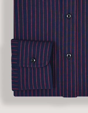 Herren Hemd Rot gestreift Marineblau - Brian Oak - 4