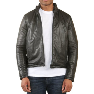 Kurtka skórzana odwracalna pikowana męska - Czarny - Infinity Leather - 8