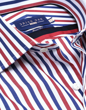 Men's Royal Blue and Red Striped Formal Shirt - Brian Oak - 3