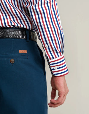 Men's Royal Blue and Red Striped Formal Shirt - Brian Oak - 5