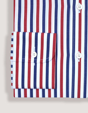Men's Royal Blue and Red Striped Formal Shirt - Brian Oak - 8