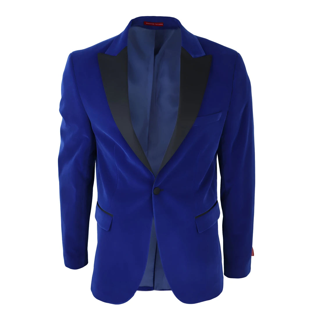 Men's Royal Blue Velvet Tux Blazer Satin Lapels Dinner Wedding Prom Black Tie - TruClothing.com - 1