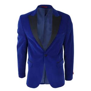 Men's Royal Blue Velvet Tux Blazer Satin Lapels Dinner Wedding Prom Black Tie - TruClothing.com - 1