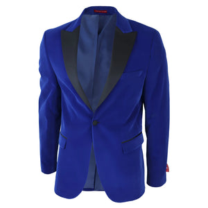 Men's Royal Blue Velvet Tux Blazer Satin Lapels Dinner Wedding Prom Black Tie - TruClothing.com - 3