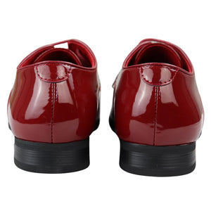 Mens Shoes Smart Formal Perforated Pointed Laced Black Red White Patent Leather PU - Dolcetto - 16