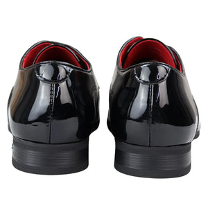 Mens Shoes Smart Formal Perforated Pointed Laced Black Red White Patent Leather PU - Dolcetto - 5