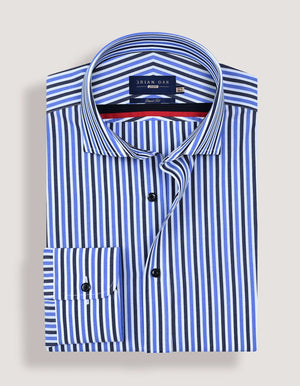Camisa vestir algodón rayas azul cielo hombre - Brian Oak - 3