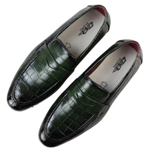 Men's Slip On Formal Loafers - Green - Elong - 17