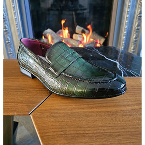 Men's Slip On Formal Loafers - Green - Elong - 20