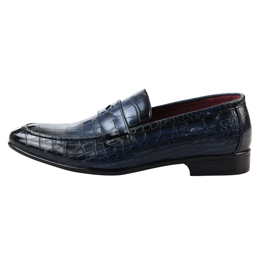 Men's Slip On Formal Loafers - Navy - Elong - 1