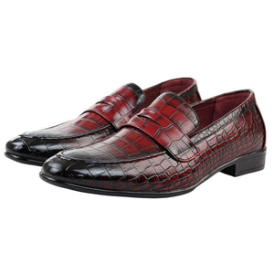 Men's Slip On Formal Loafers - Red - Elong - 22