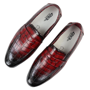 Men's Slip On Formal Loafers - Red - Elong - 24