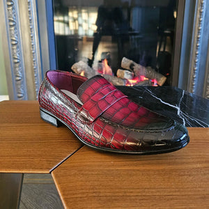Men's Slip On Formal Loafers - Red - Elong - 27