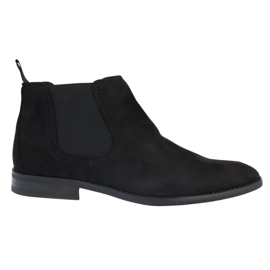 Men's Slip On Suede Leather Lined Chelsea Boots - Black - Dolcetto - 1