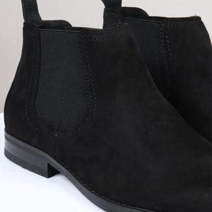 Men's Slip On Suede Leather Lined Chelsea Boots - Black - Dolcetto - 4