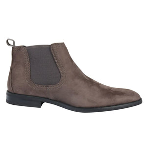 Men's Slip On Suede Leather Lined Chelsea Boots - Grey - Dolcetto - 15