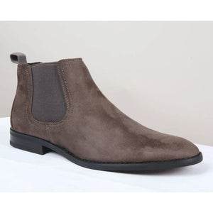 Men's Slip On Suede Leather Lined Chelsea Boots - Grey - Dolcetto - 17