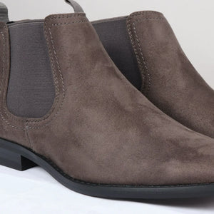 Men's Slip On Suede Leather Lined Chelsea Boots - Grey - Dolcetto - 18