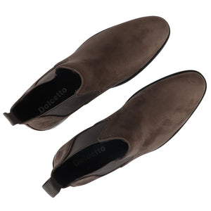 Men's Slip On Suede Leather Lined Chelsea Boots - Grey - Dolcetto - 19