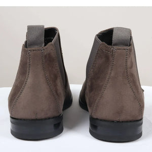 Men's Slip On Suede Leather Lined Chelsea Boots - Grey - Dolcetto - 20